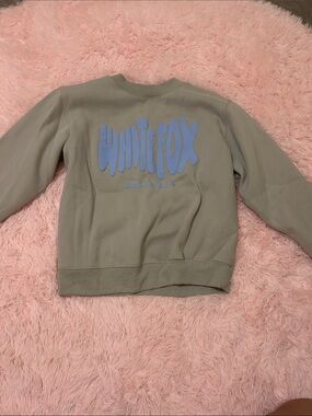 White Fox Archive Graphic Pullover - Taupe with Light Blue Logo